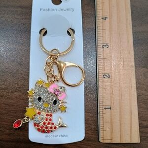 Cute Hello Kitty Keychain with Rhinestones